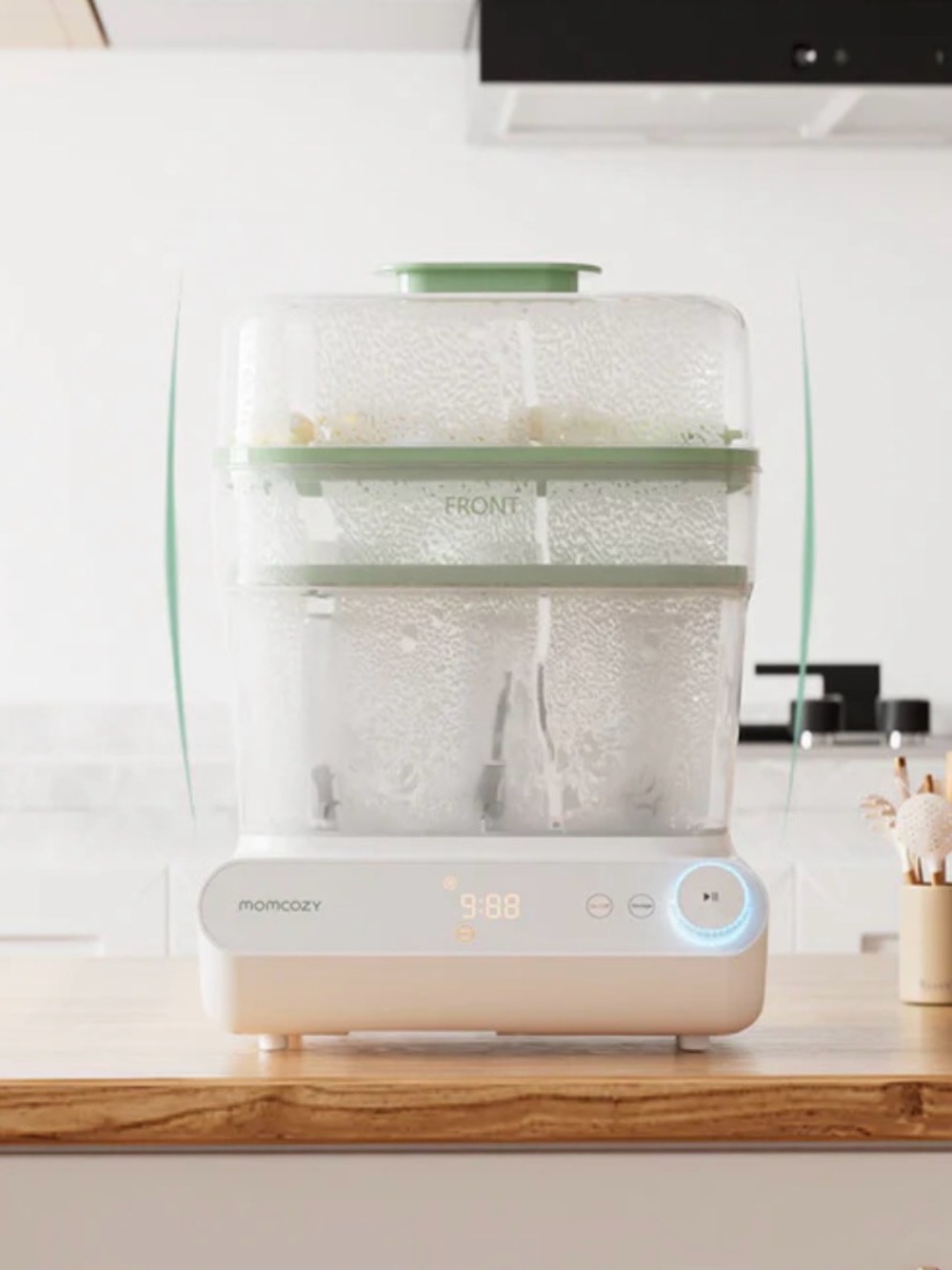 Momcozy Green Electric Food Steamer – 2-Tier Healthy Steam Cooker